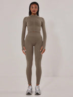 Musera Sport Contrast Stitched Cropped Long Sleeve Sports Jacket