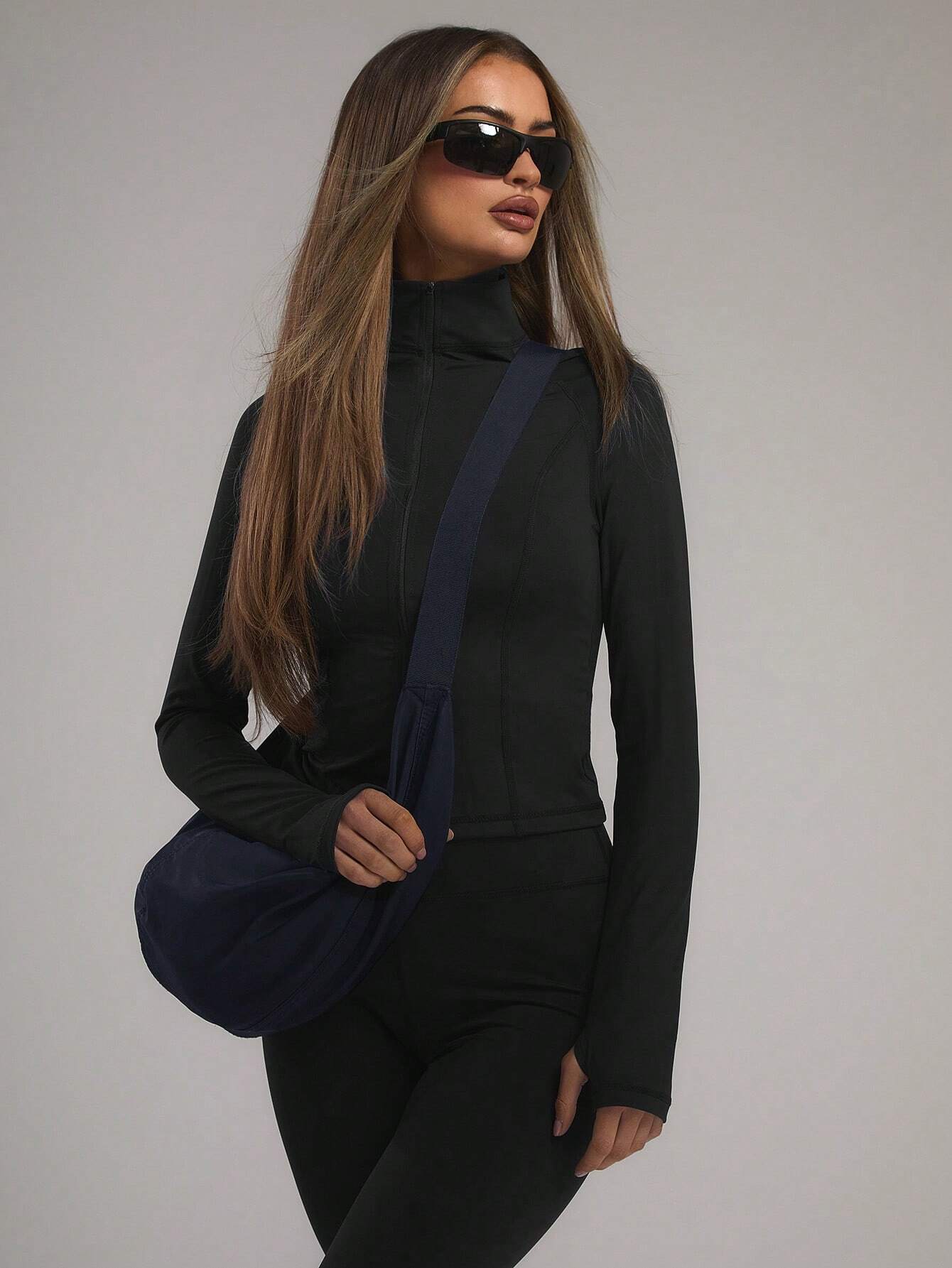 Musera Sport Zip Up Long Sleeve Fitted High Neck Active-Wear Jacket