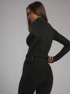 Musera Sport Zip Up Long Sleeve Fitted High Neck Active-Wear Jacket