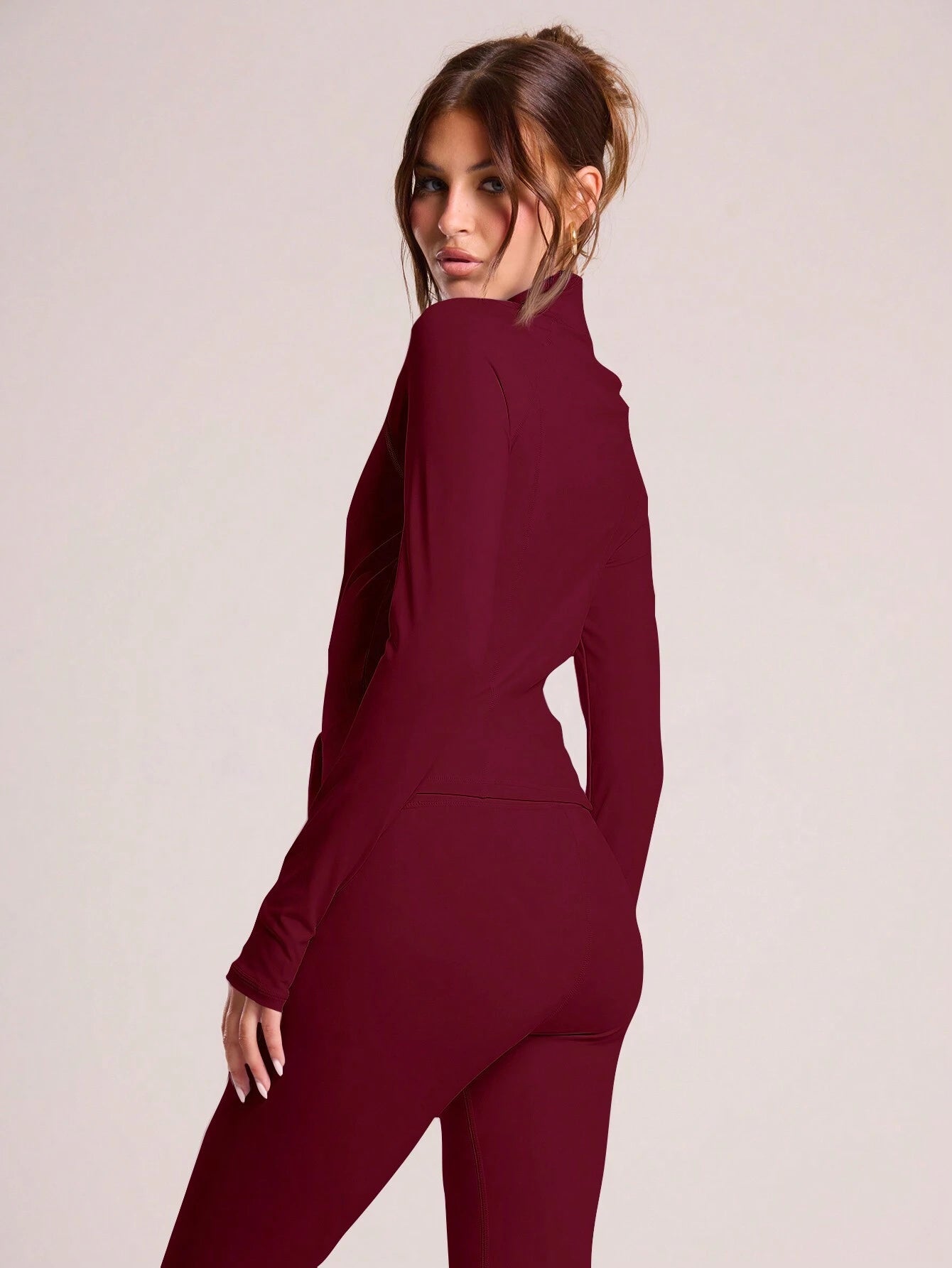 Musera Sport Zip Up Long Sleeve Fitted High Neck Active-Wear Jacket