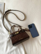 Fashionable High-End Litchi Grain Women's Handbag shein