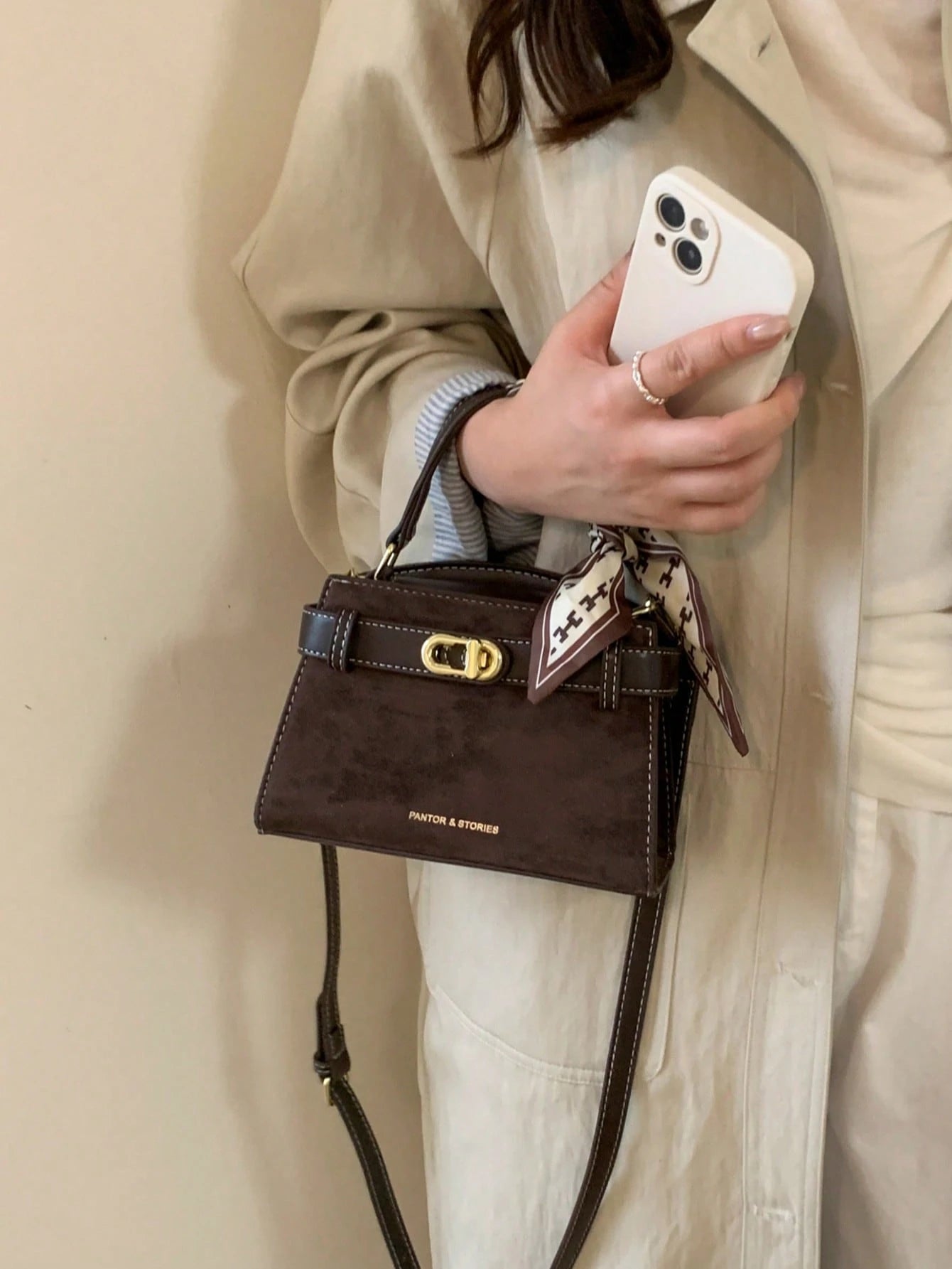 Fashionable High-End Litchi Grain Women's Handbag