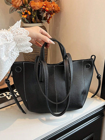 New Casual Minimalist Fashion Versatile Large Capacity Tote Handbag With Shoulder Strap