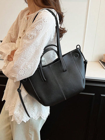 New Casual Minimalist Fashion Versatile Large Capacity Tote Handbag With Shoulder Strap