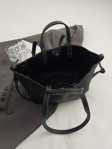 New Casual Minimalist Fashion Versatile Large Capacity Tote Handbag With Shoulder Strap