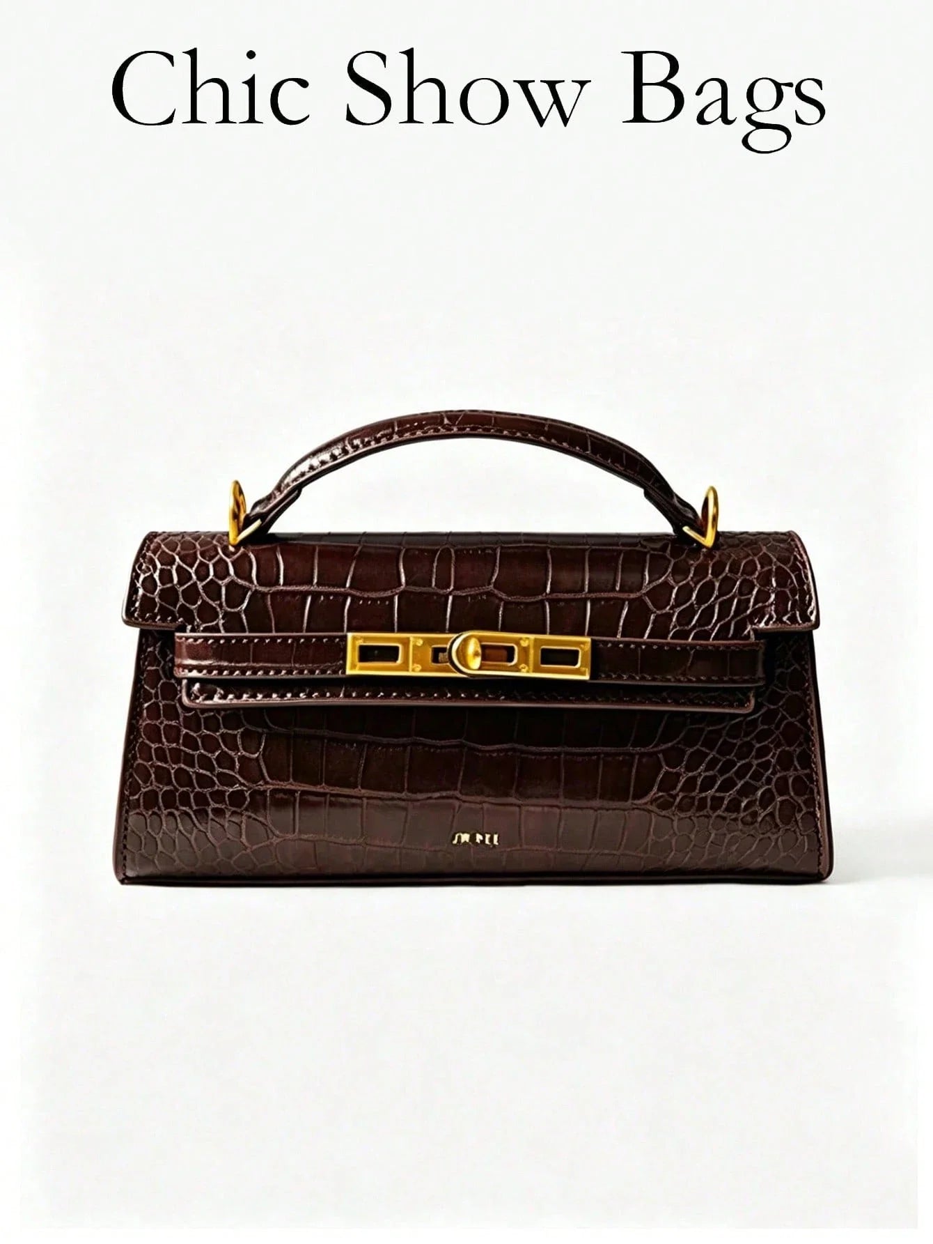 Crocodile Embossed Handbag shein