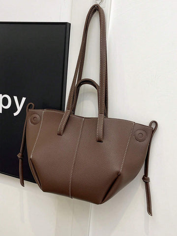 New Casual Minimalist Fashion Versatile Large Capacity Tote Handbag With Shoulder Strap