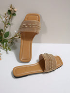 Rhinestone & Faux Pearl Decorated Mule Sandals shein