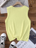 Round Neck Women Vest Teddy Bear Wearing Baseball-Cap T-Shirt shein