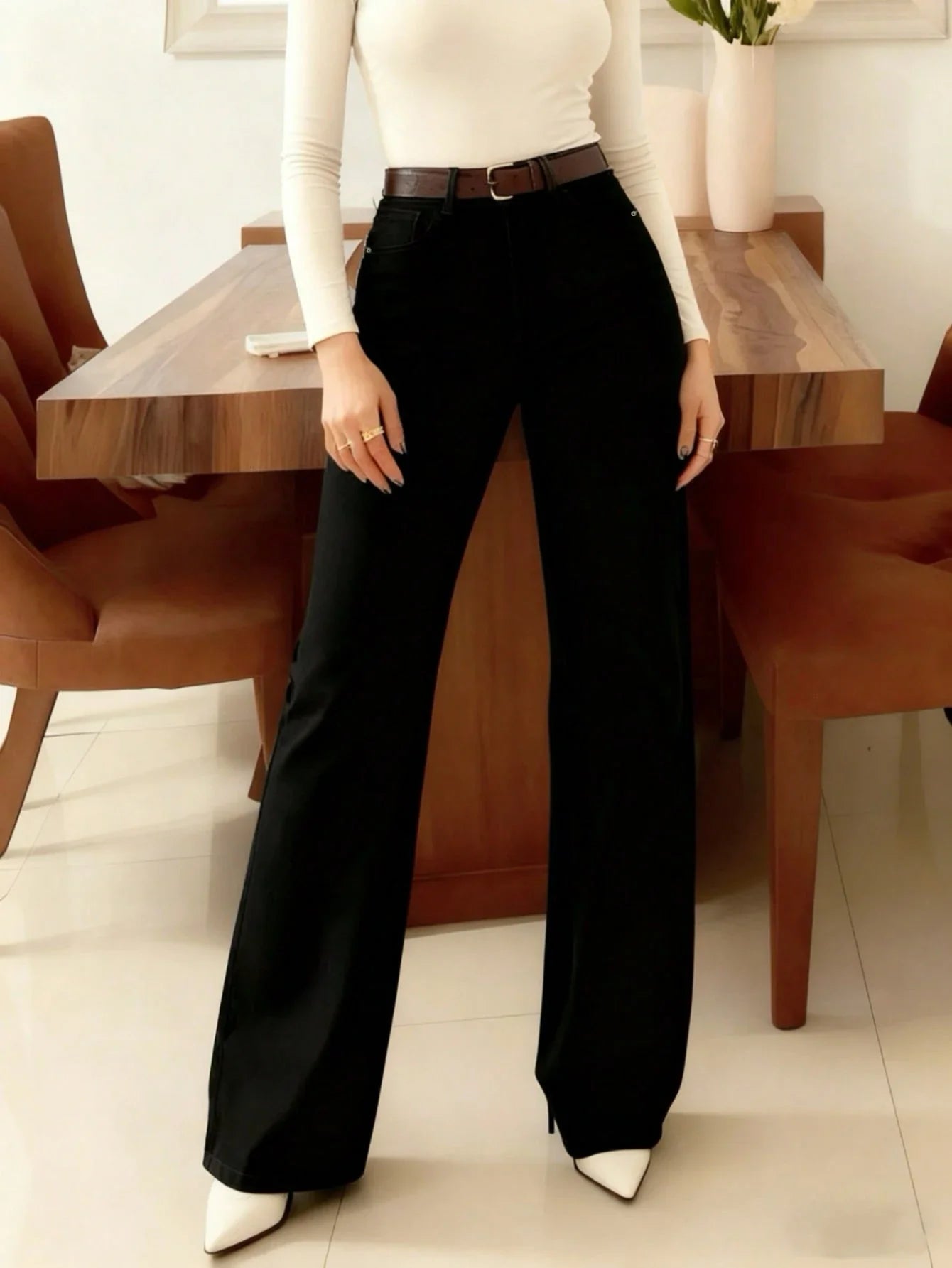 Women Straight Leg Jean shein