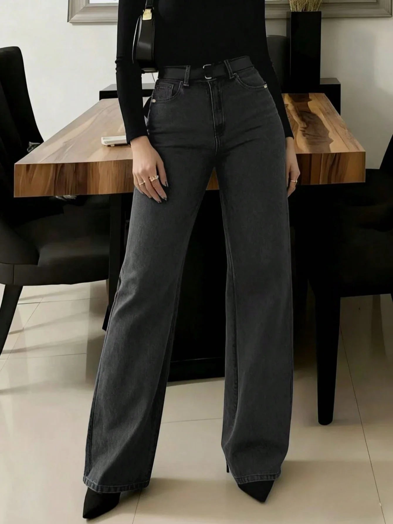 Women Straight Leg Jean shein