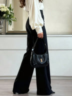 Versatile Solid Color Elegant High Waist Wide Leg Pants shein