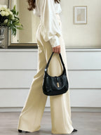 Versatile Solid Color Elegant High Waist Wide Leg Pants shein