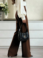 Versatile Solid Color Elegant High Waist Wide Leg Pants shein