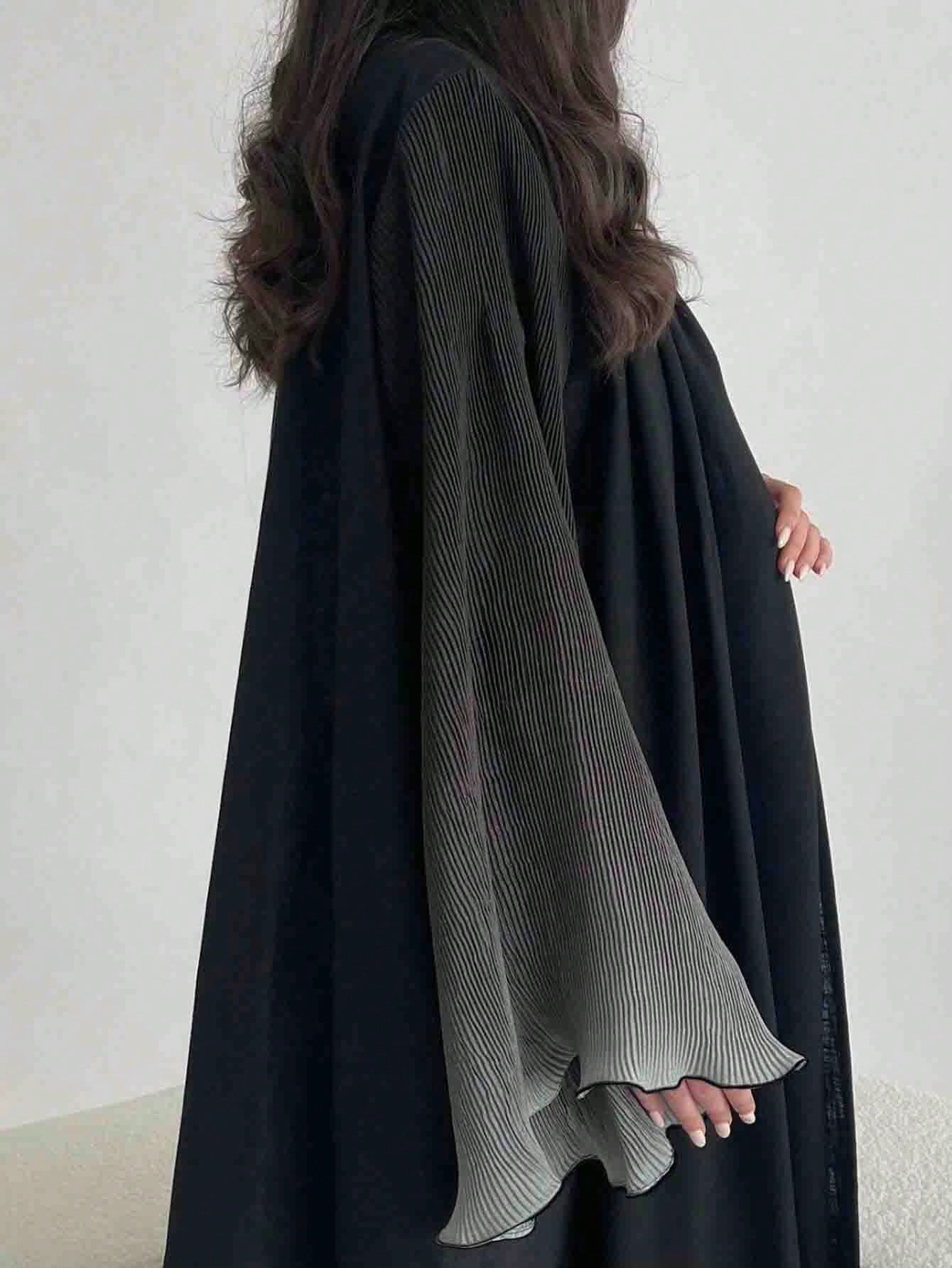 Elegant Women's Long Abaya With Pleated Bell Sleeves shein