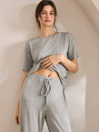 Ocili Comfortable Silky Short Sleeve & Pants Pajama Set