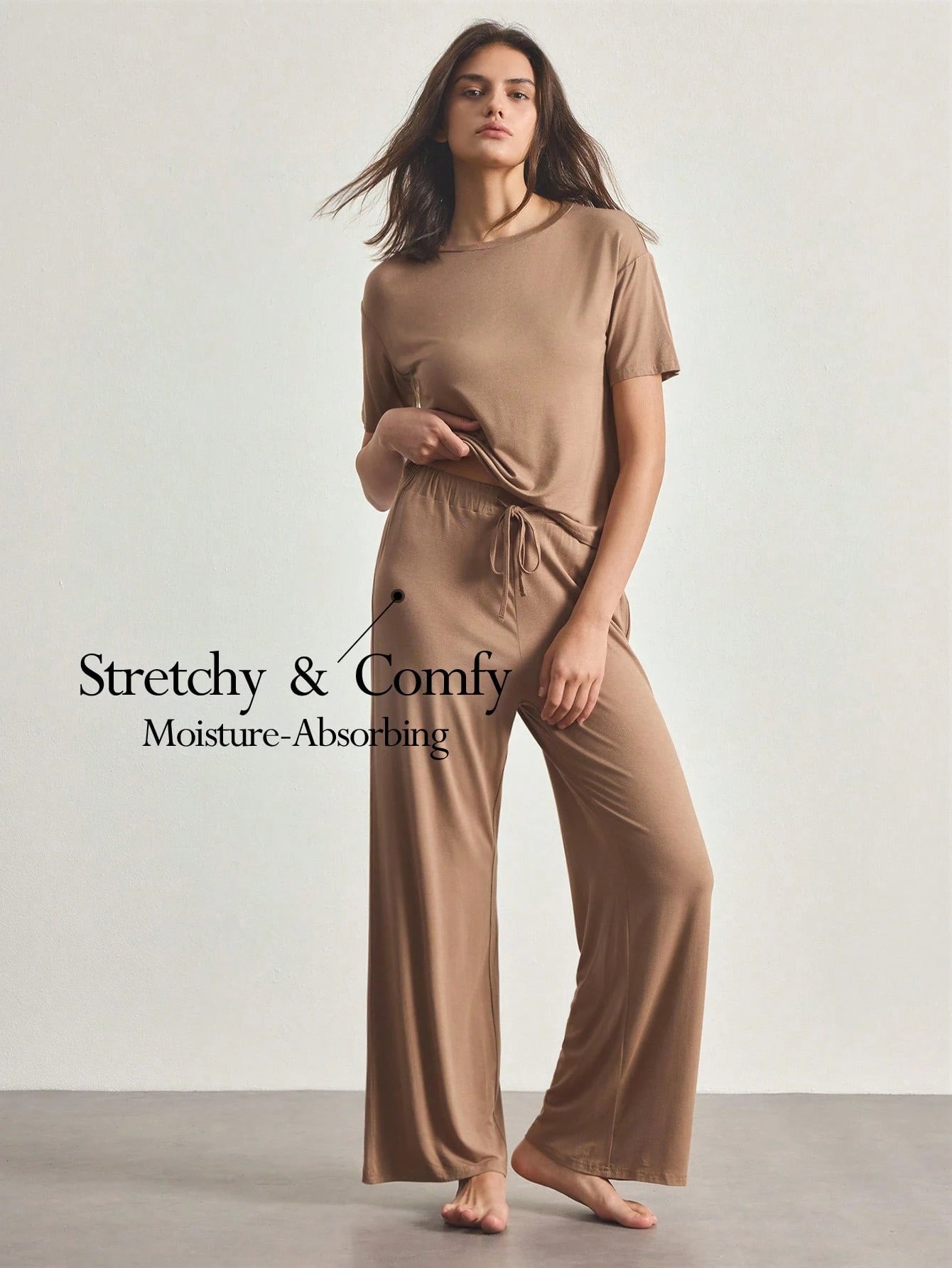 Ocili Comfortable Silky Short Sleeve & Pants Pajama Set