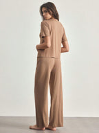 Ocili Comfortable Silky Short Sleeve & Pants Pajama Set