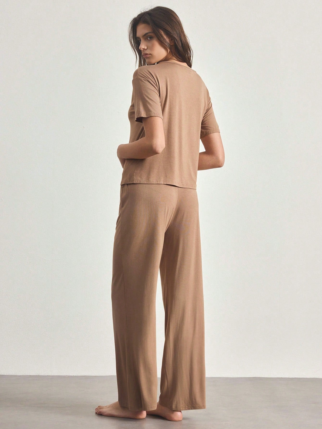 Ocili Comfortable Silky Short Sleeve & Pants Pajama Set