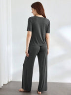 Ocili Comfortable Silky Short Sleeve & Pants Pajama Set
