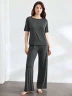 Ocili Comfortable Silky Short Sleeve & Pants Pajama Set