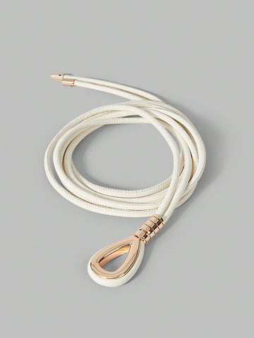 Ontre 1pc Bohemian Style White Knotted Tie Waist Belt