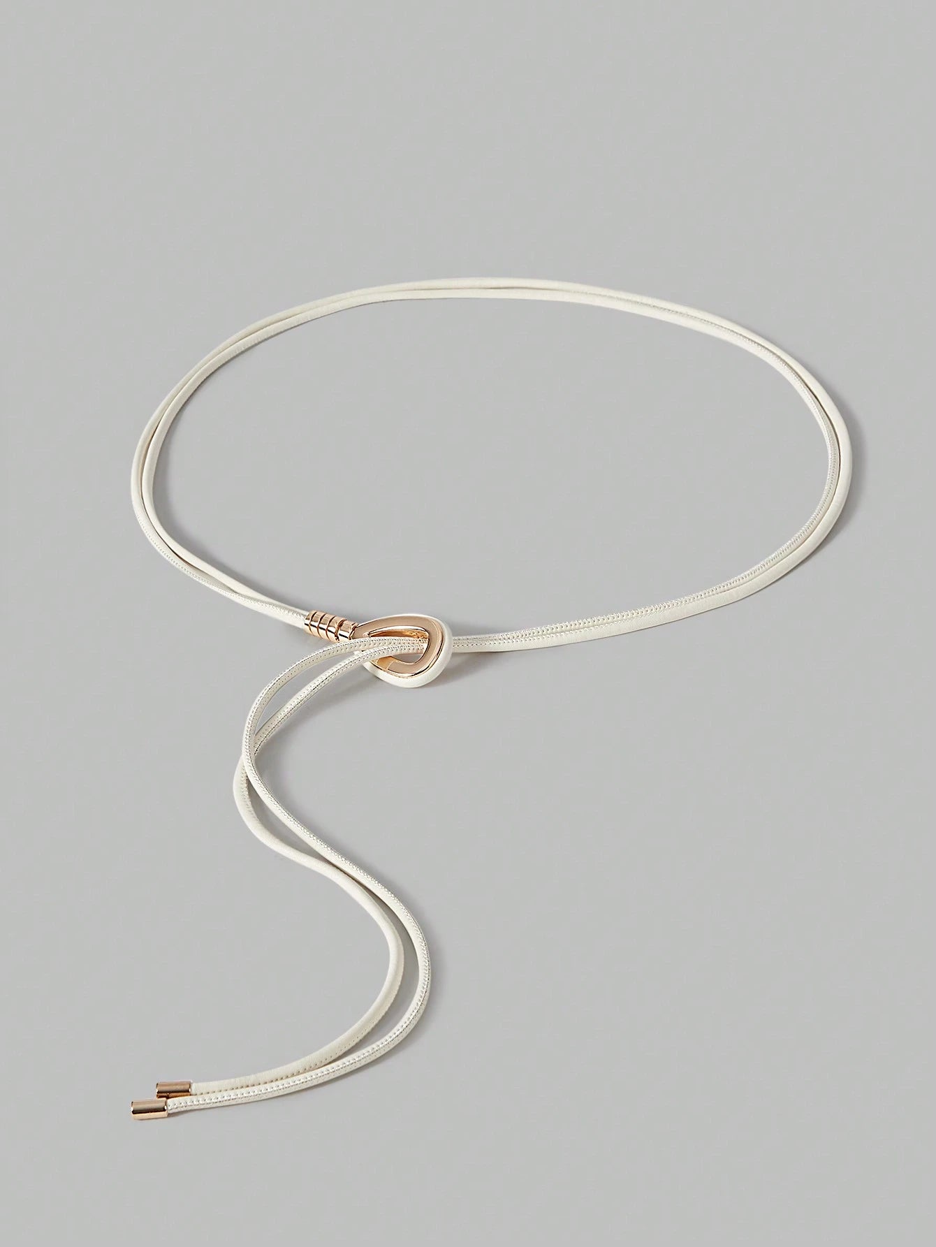 Ontre 1pc Bohemian Style White Knotted Tie Waist Belt