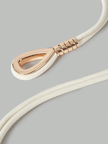 Ontre 1pc Bohemian Style White Knotted Tie Waist Belt