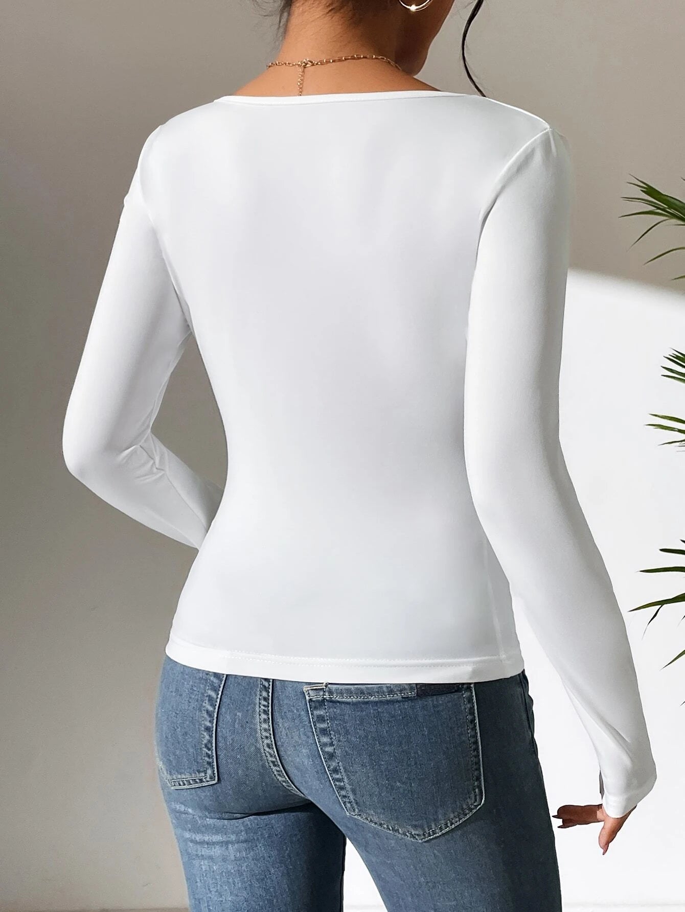 PETITE Scoop Neck Slim Fit Tee shein