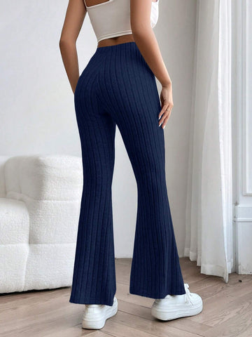 PETITE Solid Flare Leg Pants shein