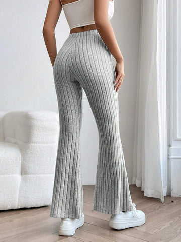 PETITE Solid Flare Leg Pants shein