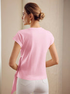 PREMIUM KNOT FRONT CAP SLEEVE T-SHIRT shein