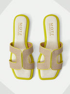 PREMIUM SQUARE TOE CONTRAST TRIM FLAT SANDALS shein