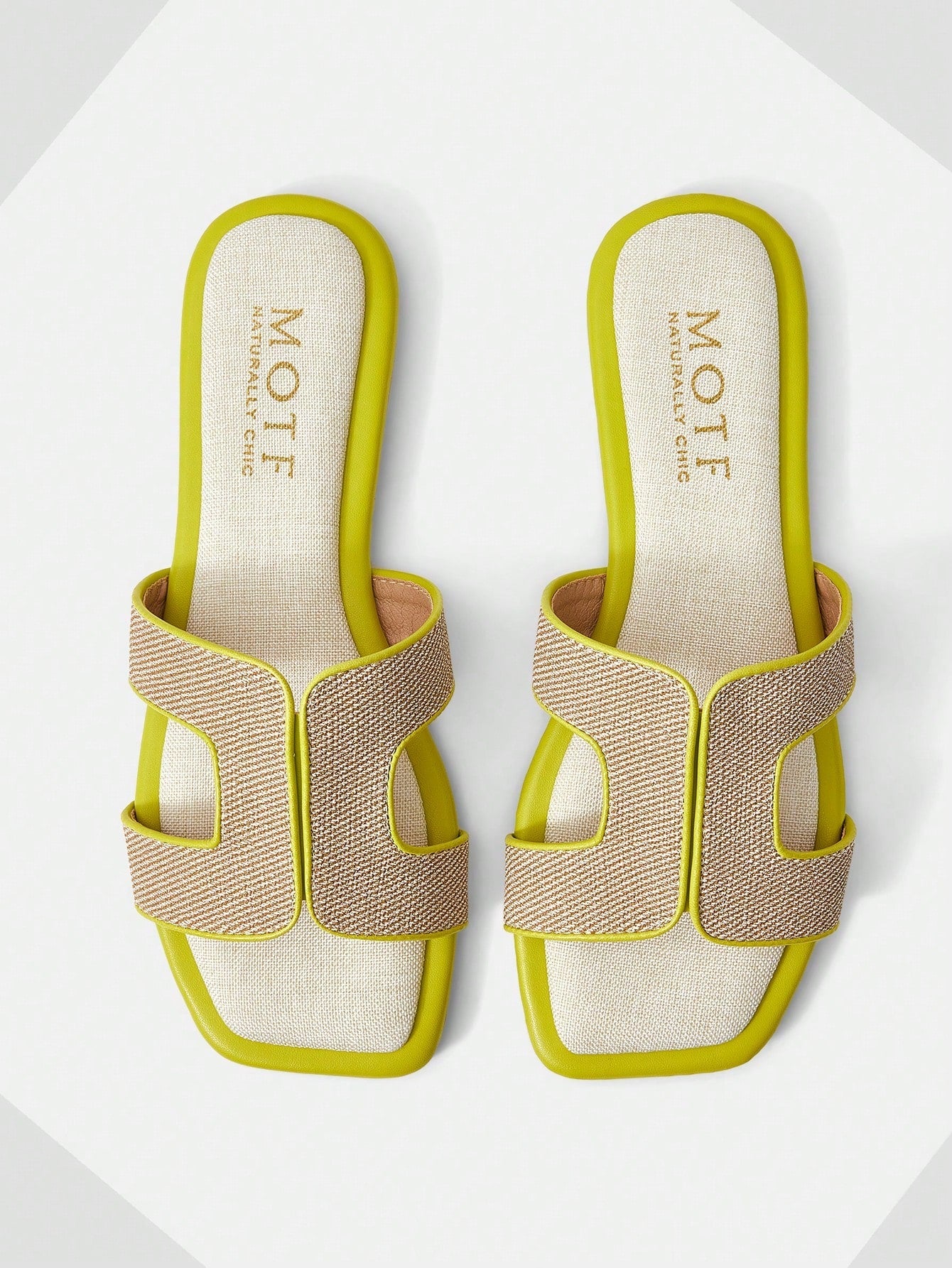 PREMIUM SQUARE TOE CONTRAST TRIM FLAT SANDALS shein