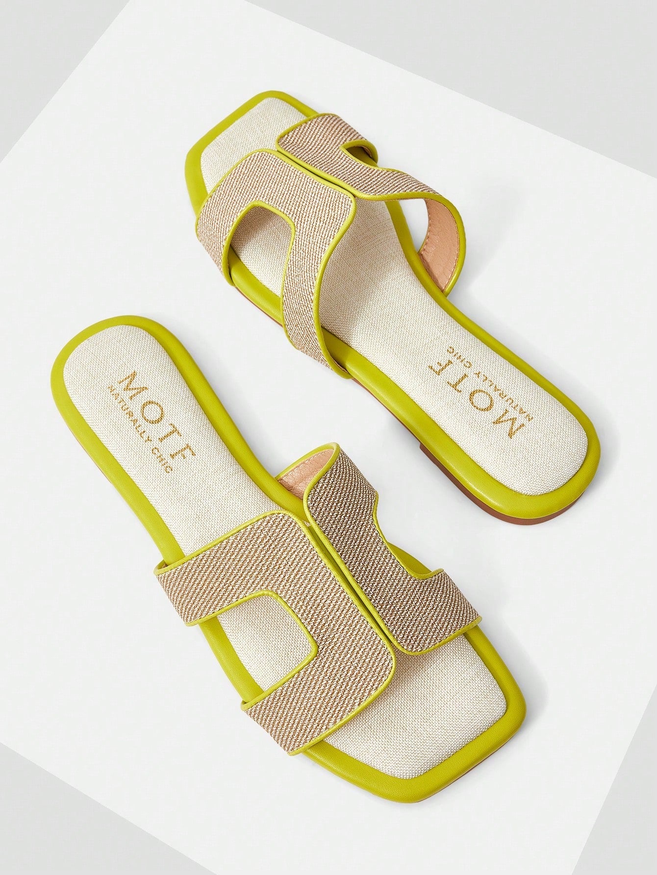 PREMIUM SQUARE TOE CONTRAST TRIM FLAT SANDALS shein