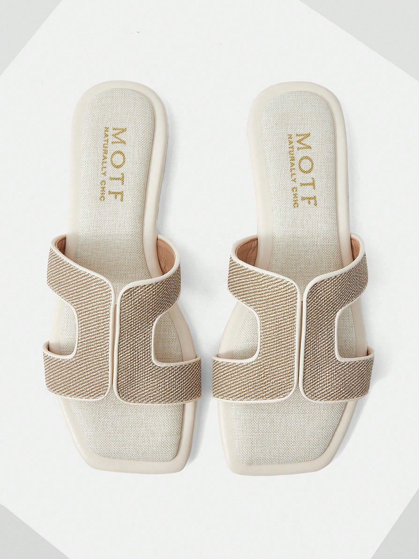 PREMIUM SQUARE TOE CONTRAST TRIM FLAT SANDALS shein