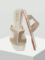 PREMIUM SQUARE TOE CONTRAST TRIM FLAT SANDALS shein