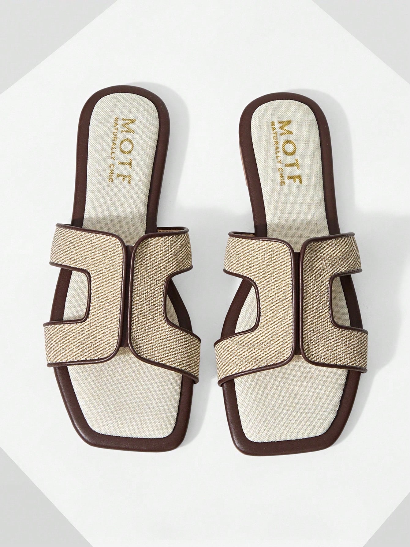 PREMIUM SQUARE TOE CONTRAST TRIM FLAT SANDALS shein