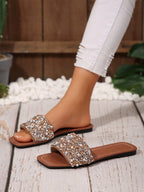 Women's Brown Square Toe Flat Sandals shein