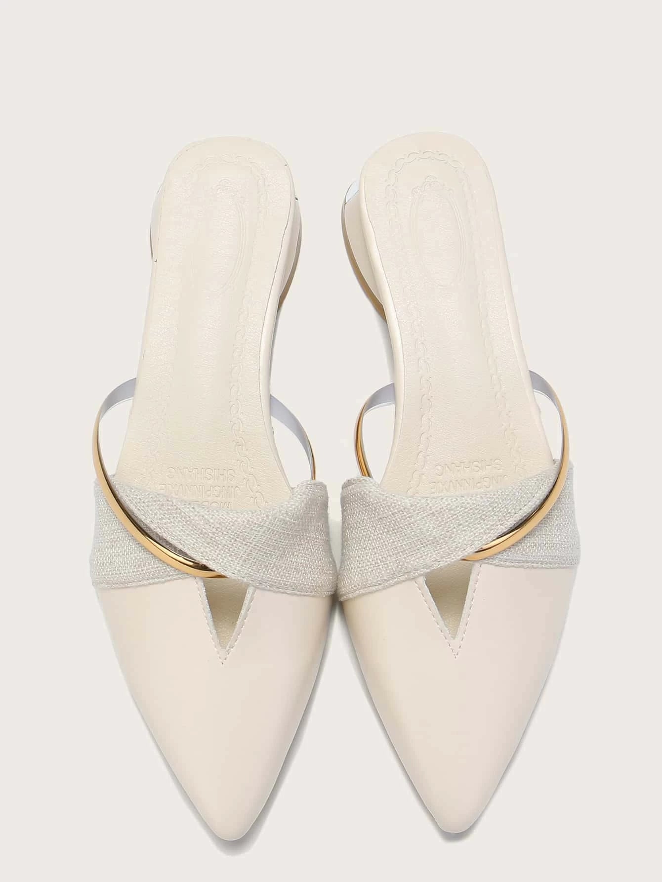 Point Toe Twist Flat Mules shein