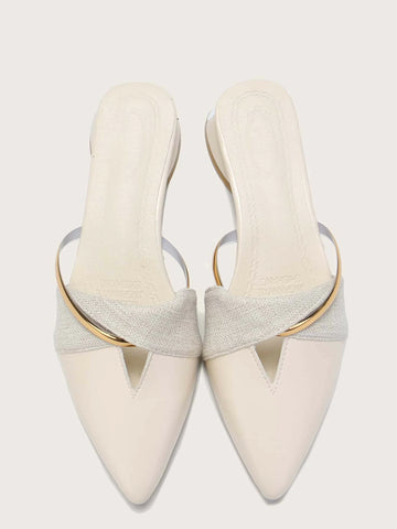 Point Toe Twist Flat Mules shein