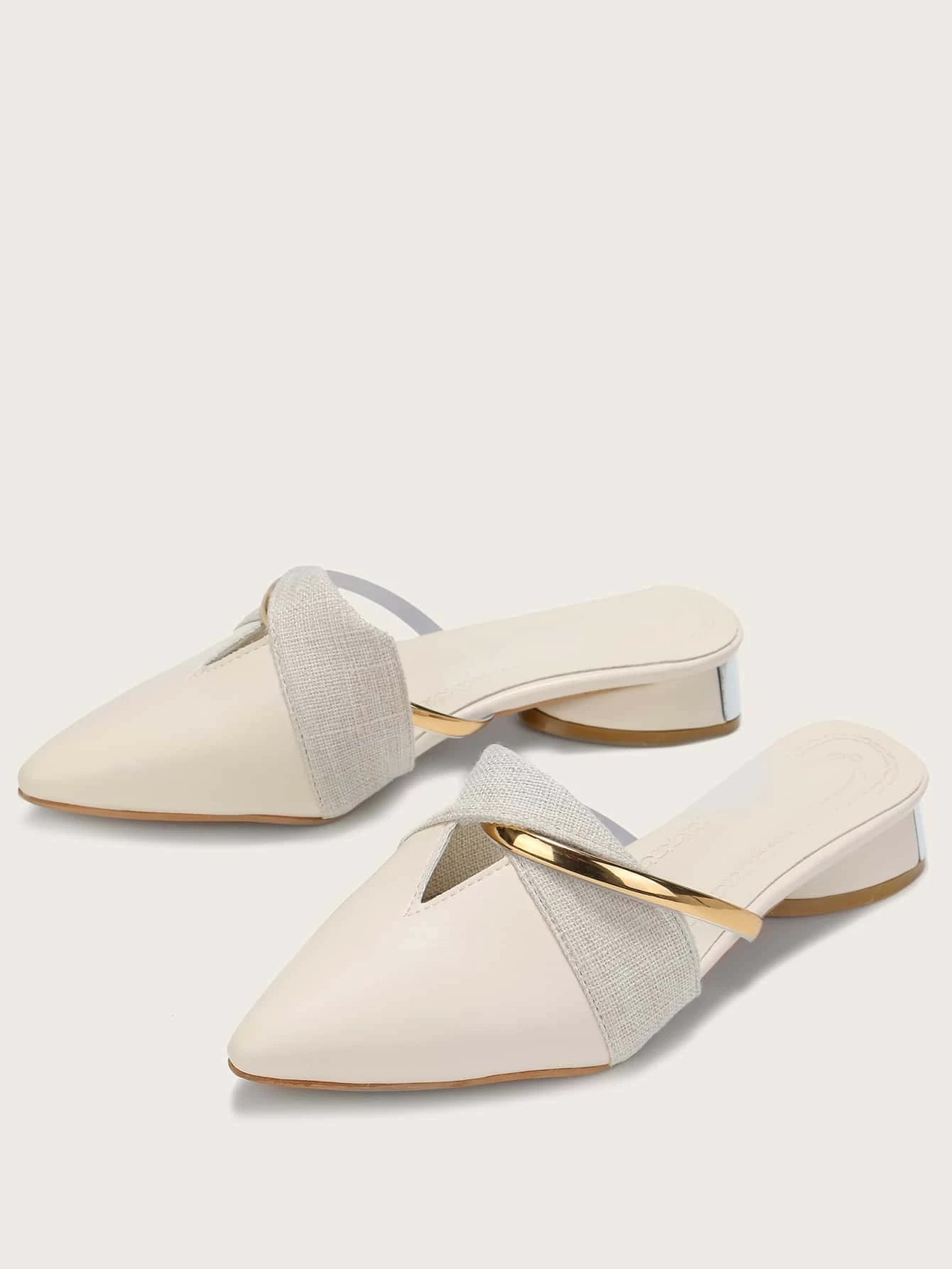 Point Toe Twist Flat Mules shein