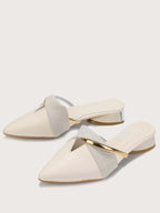 Point Toe Twist Flat Mules shein