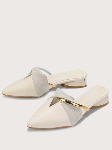 Point Toe Twist Flat Mules shein
