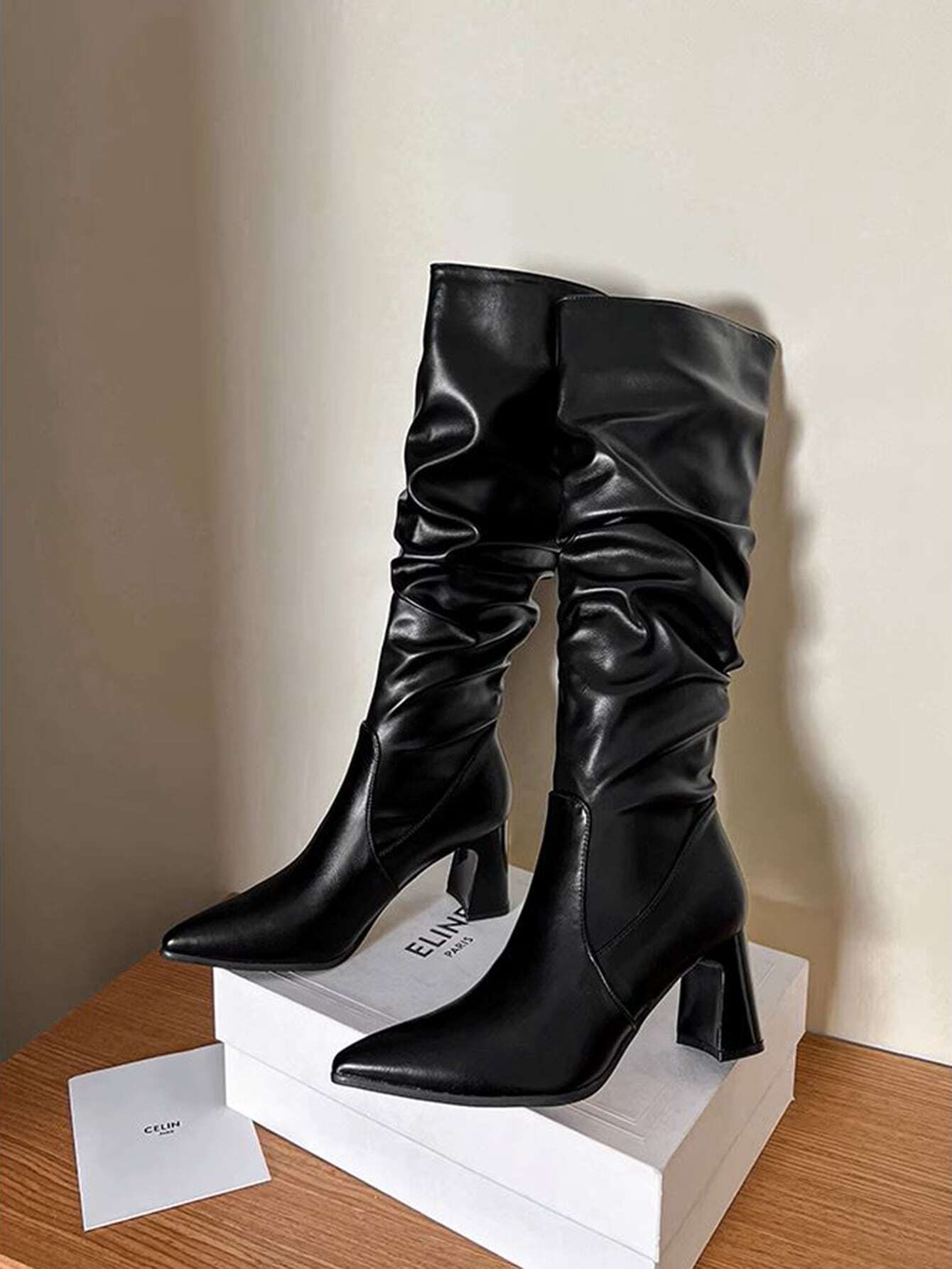 Pointed Toe Thigh High Boots