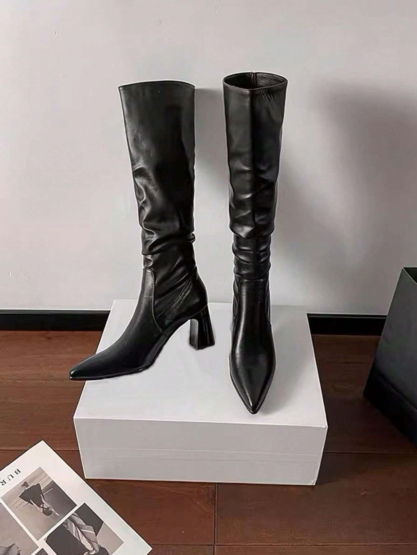 Pointed Toe Thigh High Boots