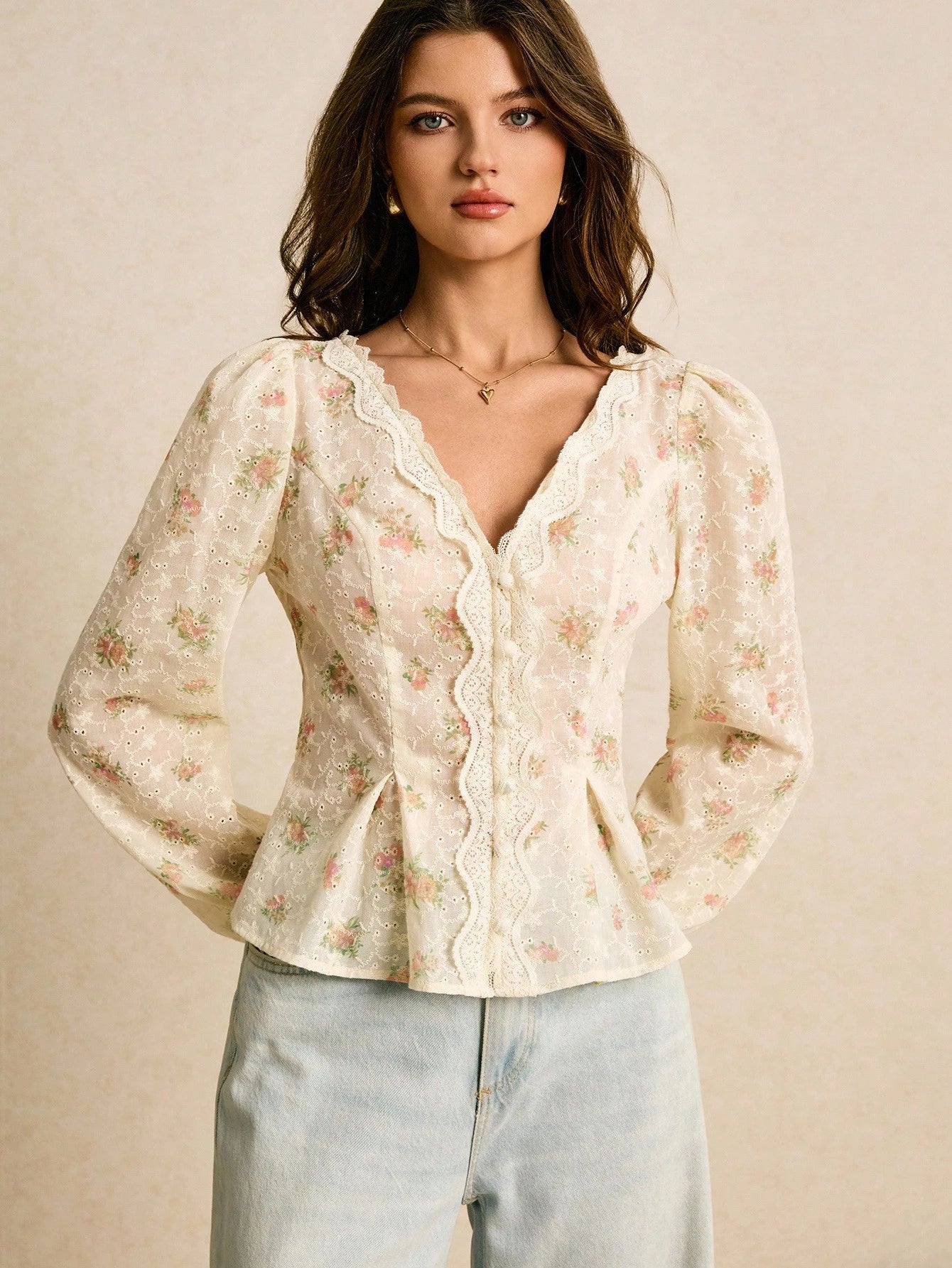 Poéselle Women's Shirts Button Placket Waist Shirts