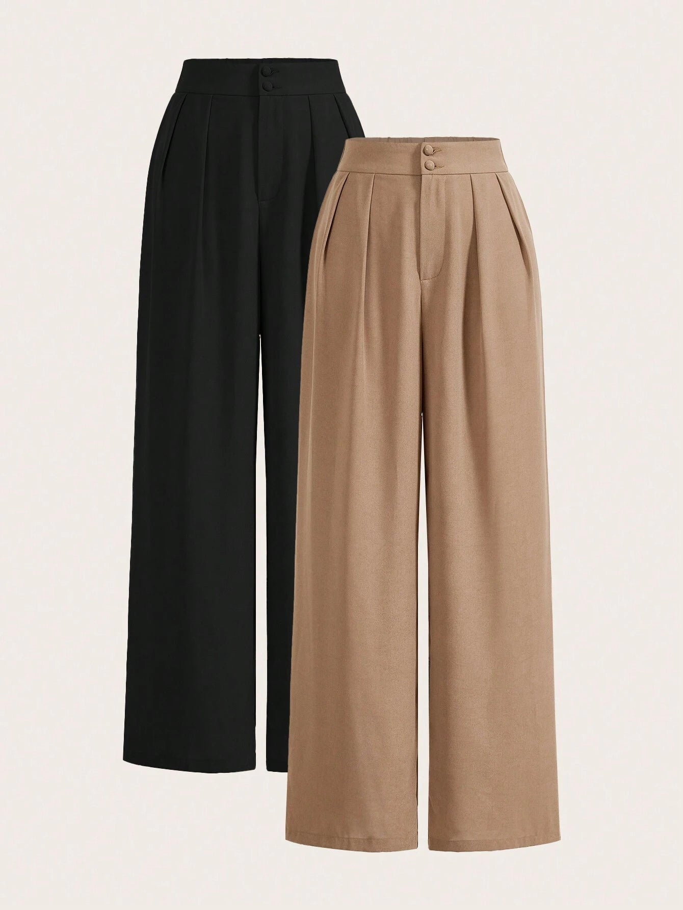 Wide Leg Pants High Waist Fold Pleated