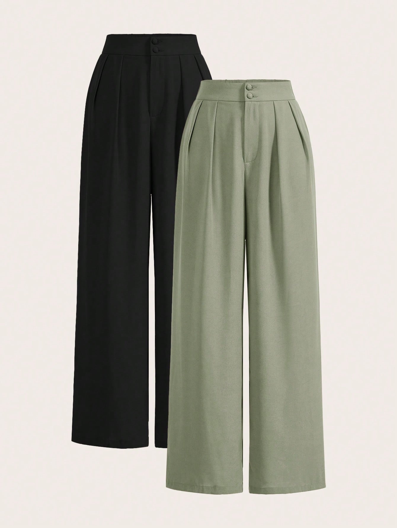 Wide Leg Pants High Waist Fold Pleated