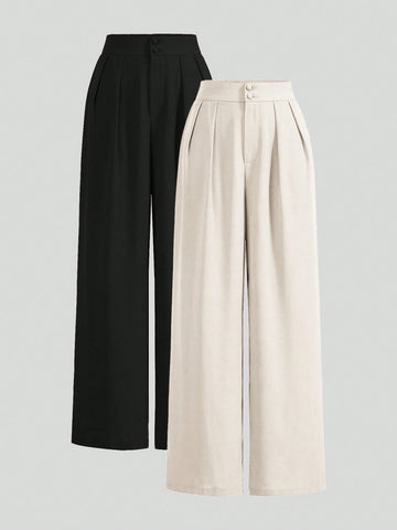 Wide Leg Pants High Waist Fold Pleated
